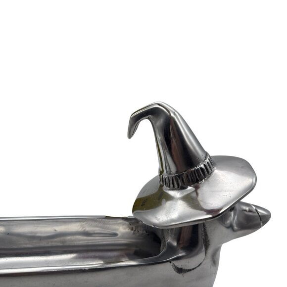 Halloween Dachshund Weiner Dog Witch Silver Metal 3D Candy Treat Serving Tray - Picture 12 of 12